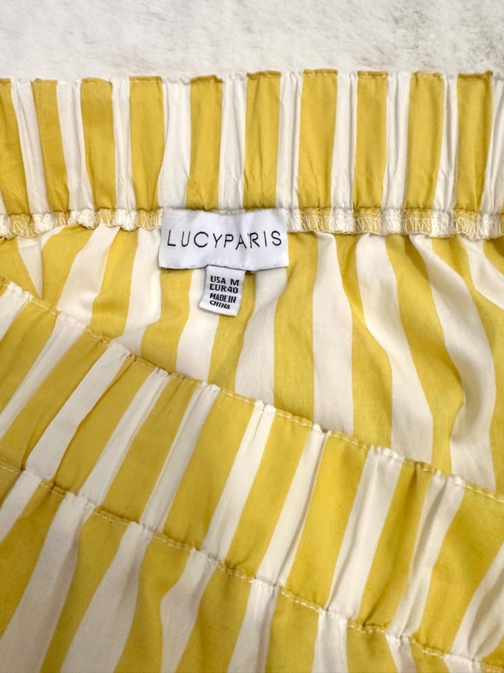 Lucy Paris Striped Yellow Tiered Maxi Skirt Sz Medium Boho Beach Coastal Cowgirl - Picture 2 of 6